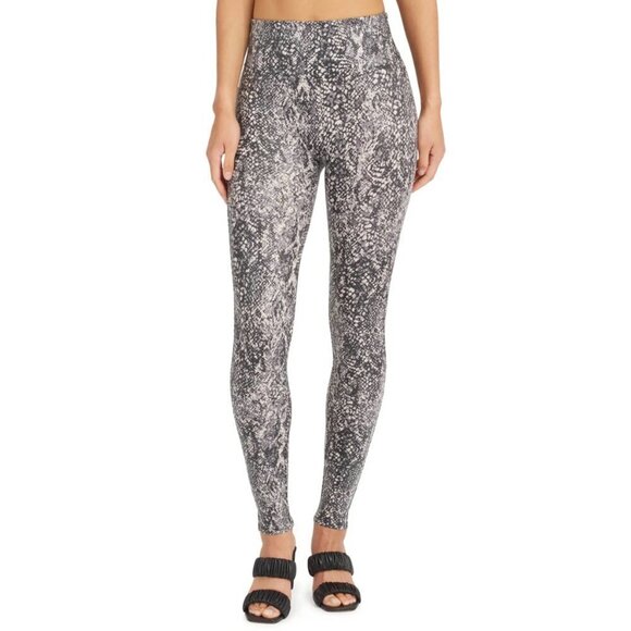 New w/Tags SPANX Faux Leather Snake Shine Leggings in Grey Snake, Small - Picture 10 of 11